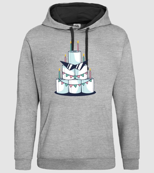Tort de zi de naștere din hârtie igienică model gri pe tricou