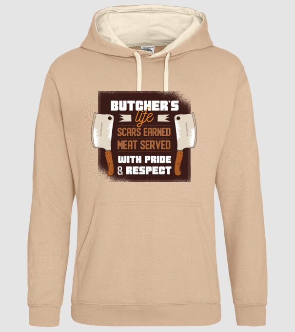 Viața măcelarului model nisipiu pe tricou