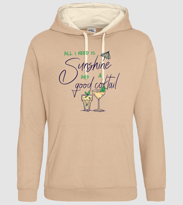 All I Need is sunshine and a good Cocktail model nisipiu pe tricou