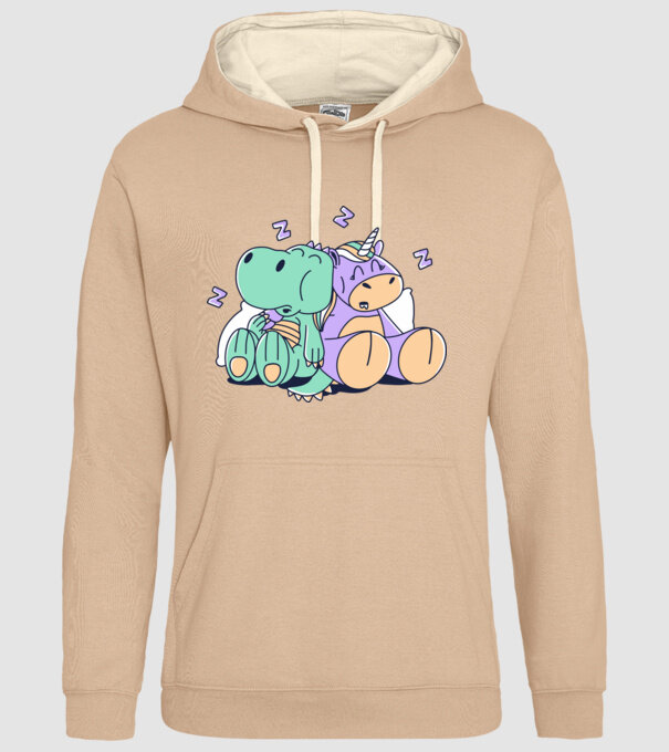 Unicorn adormit și T-rex model nisipiu pe tricou