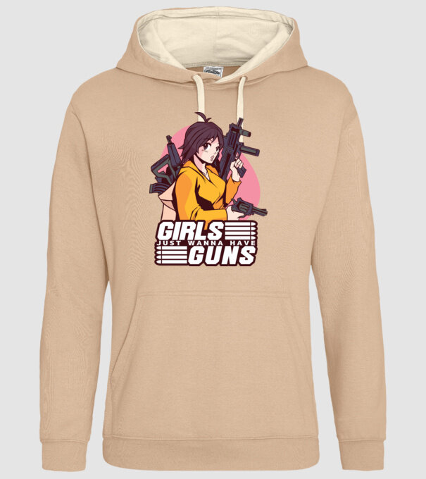 Anime fată cu armă model nisipiu pe tricou