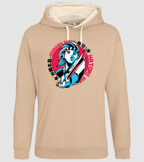Fată Anime cu sabie model nisipiu pe tricou