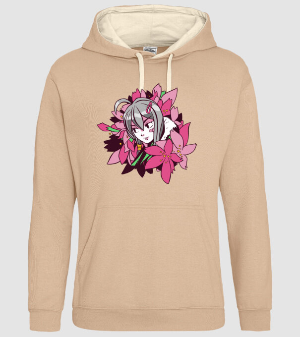 Anime fată printre flori model nisipiu pe tricou