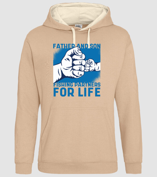 Tată și fiu Parteneri de pescuit pe viață model nisipiu pe tricou