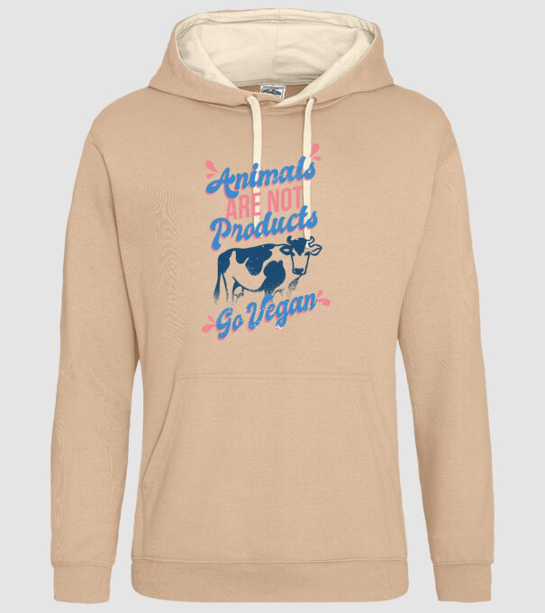 Animalele nu sunt produse, fii vegan tricou model nisipiu pe tricou