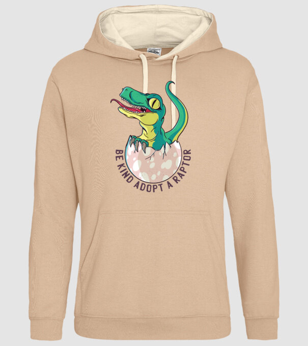 Be kind adopt a Raptor tricou cu dinozaur model nisipiu pe tricou