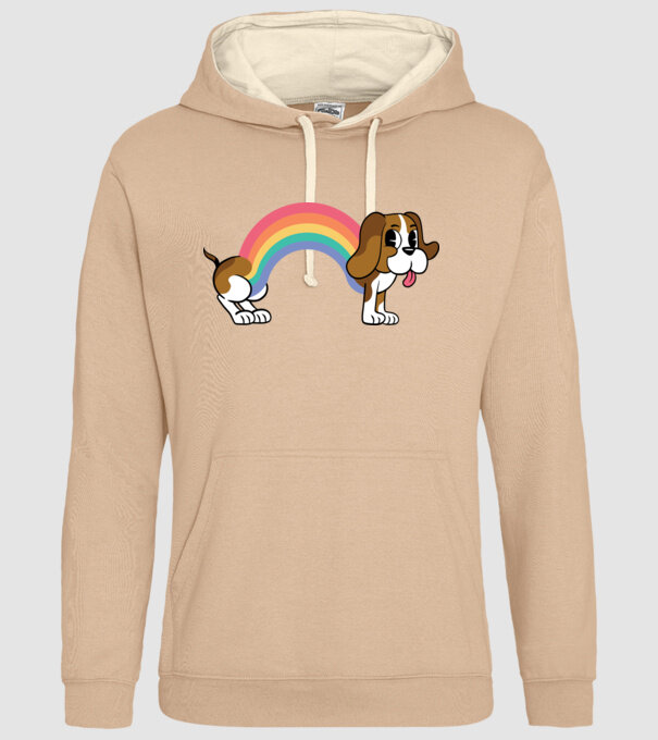 Beagle curcubeu model nisipiu pe tricou