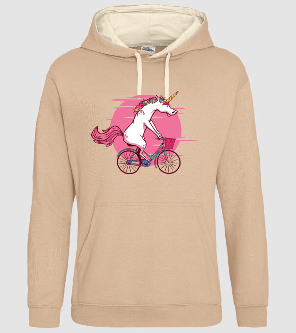 Unicorn cu bicicletă model nisipiu pe tricou