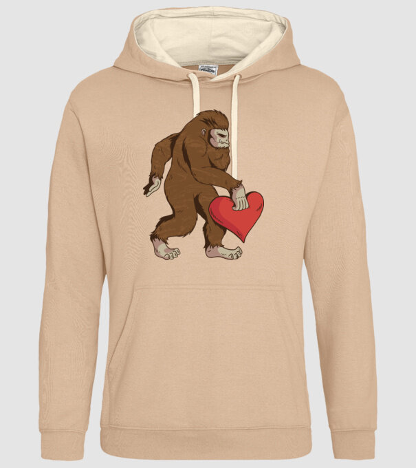 Bigfoot Yeti cu inimă model nisipiu pe tricou