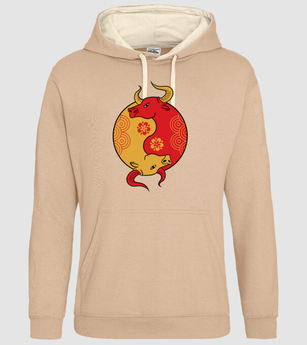 Bivol Yin Yang model nisipiu pe tricou