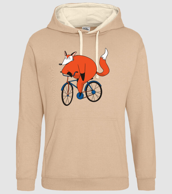 Vulpe cu bicicletă model nisipiu pe tricou