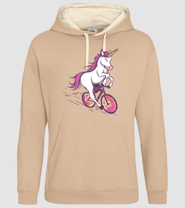 unicorn cu bicicletă model nisipiu pe tricou