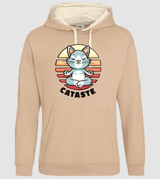 Pisică Cataste meditație model nisipiu pe tricou