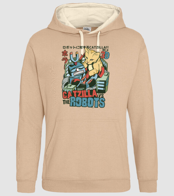 Catzilla Vs Robots model nisipiu pe tricou