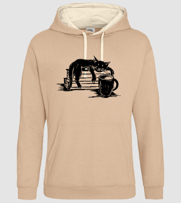 Pisică și cafea model nisipiu pe tricou