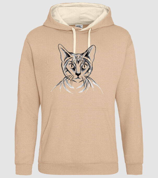 Pisică desen model nisipiu pe tricou