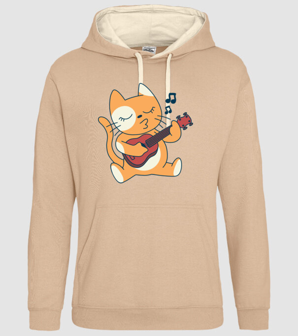 Pisică chitară Ukulele model nisipiu pe tricou