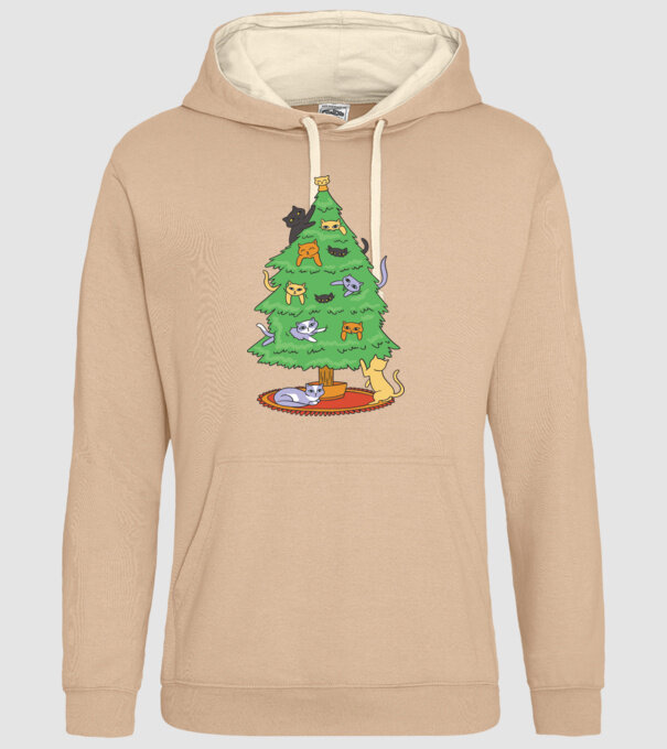 pom de Crăciun cu pisică model nisipiu pe tricou