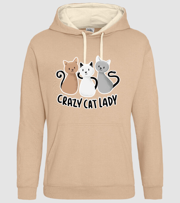 Crazy Cat Lady - fată nebună cu pisică model nisipiu pe tricou