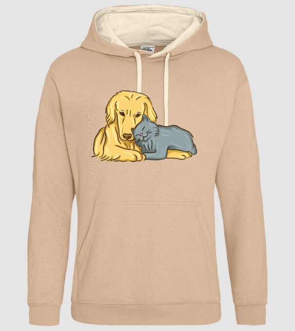 câine pisică drăguță împreună model nisipiu pe tricou