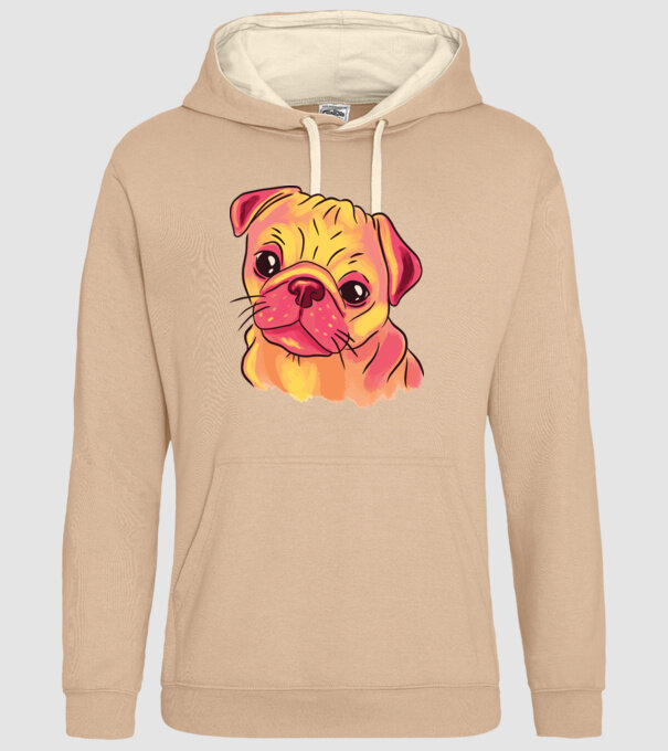 Cap de Mops drăguț model nisipiu pe tricou