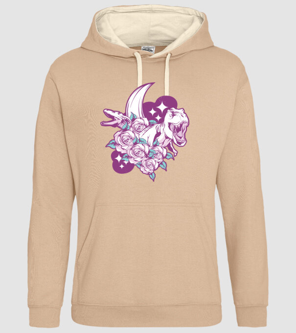 Dinozaur cu trandafiri model nisipiu pe tricou