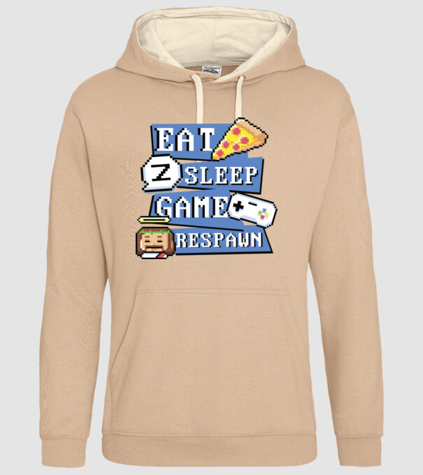 Eat, Sleep, Game respawn model nisipiu pe tricou