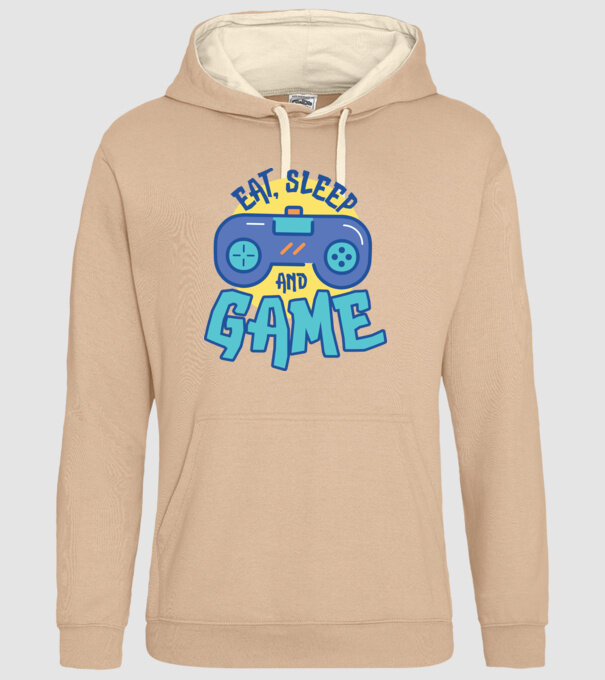 Eat Sleep and Game model nisipiu pe tricou