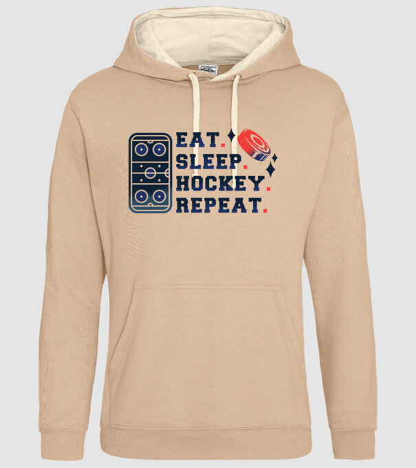 Eat Sleep Hockey Repeat model nisipiu pe tricou