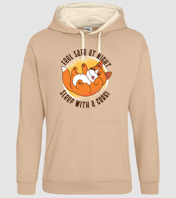 Feel safe at night, Sleep with a Corgi model nisipiu pe tricou