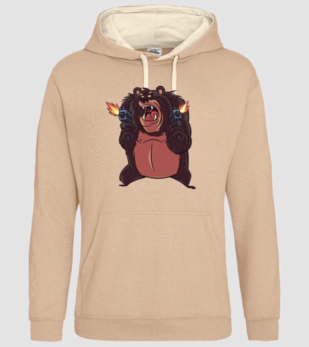 Urs înarmat model nisipiu pe tricou