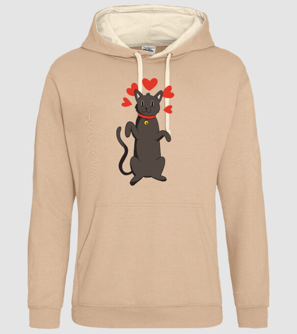 Pisică neagră dragoste model nisipiu pe tricou