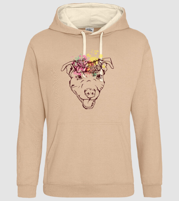 Floral Pitbull model nisipiu pe tricou