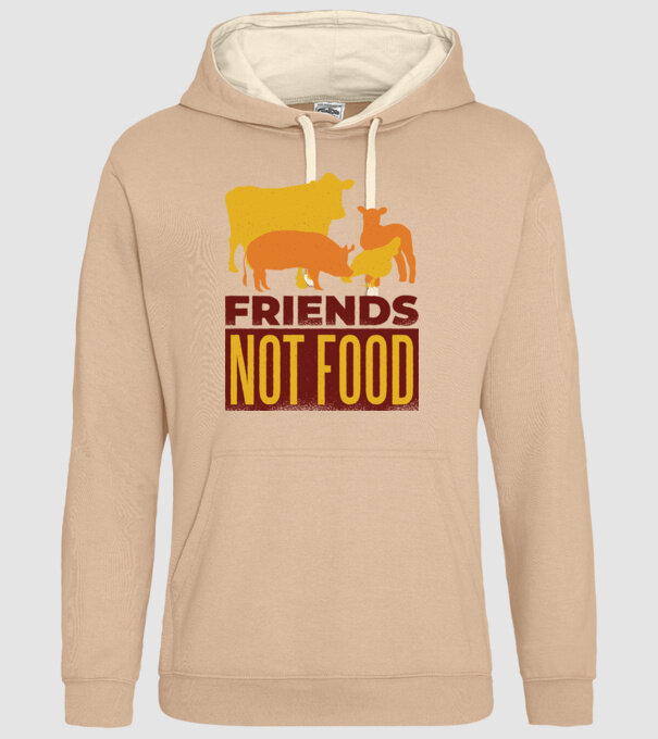 Friends not Food Vegán model nisipiu pe tricou