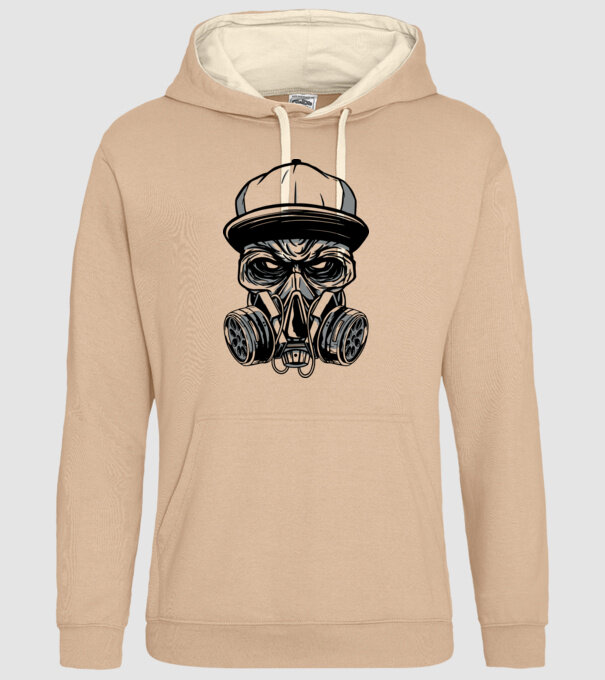 Mască de gaz Craniu model nisipiu pe tricou