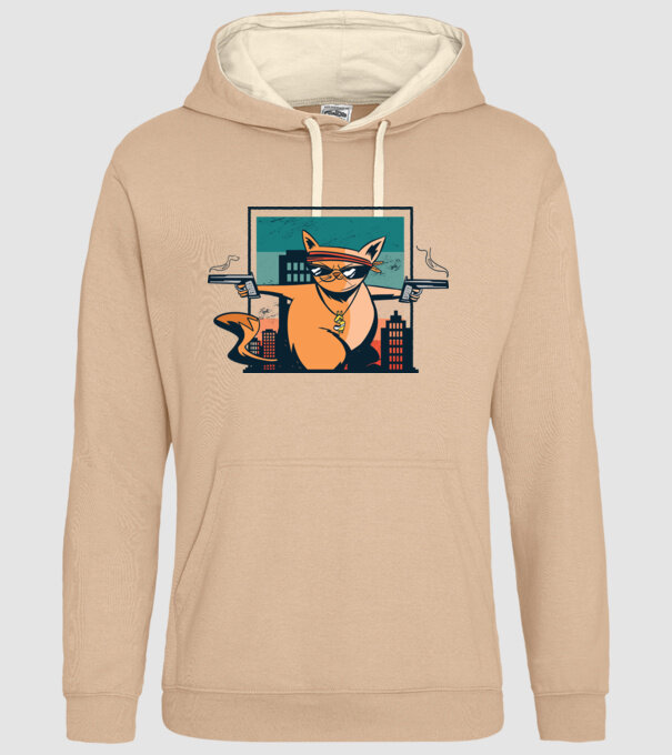 Pisică Gangster model nisipiu pe tricou