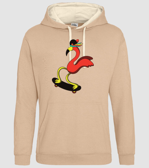 Flamingo Skateboarder model nisipiu pe tricou