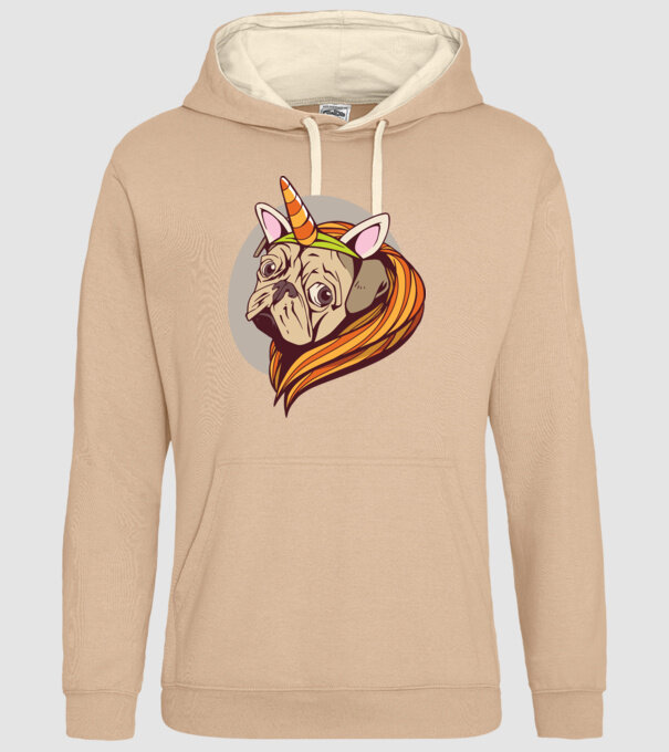 Halloween Mops în costum de Unicorn model nisipiu pe tricou