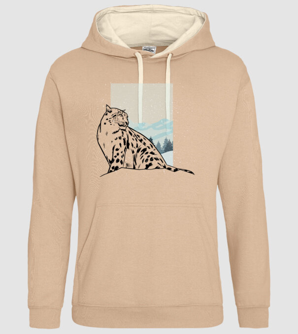 Leopard de zăpadă pisică mare model nisipiu pe tricou