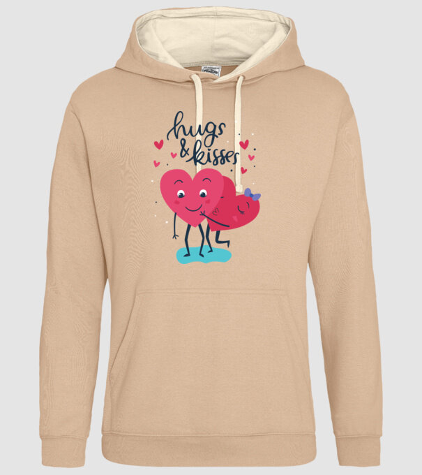 'Hugs and Kisses Tricou drăguț pentru Valentine''s Day' model nisipiu pe tricou