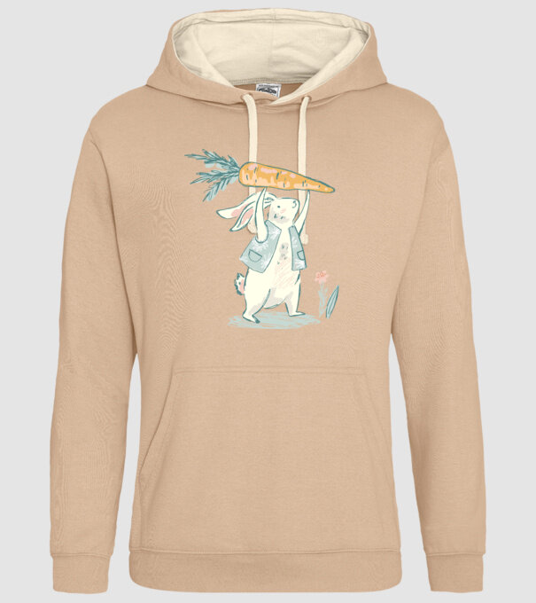 Iepuraș de Paște cu morcov model nisipiu pe tricou