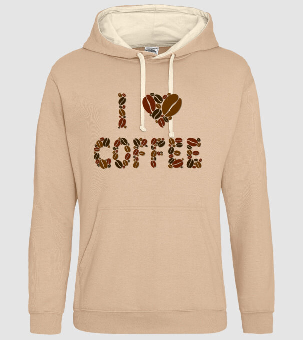 I Love Coffee model nisipiu pe tricou