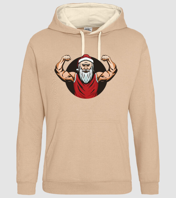 Moș Crăciun musculos model nisipiu pe tricou