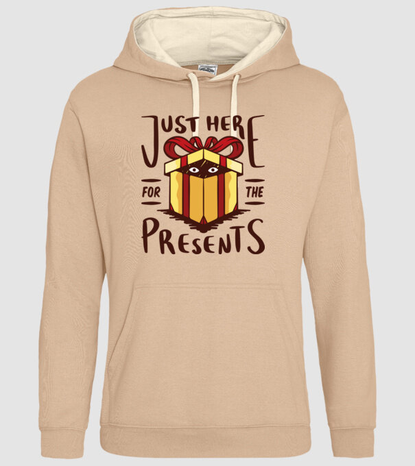 Just here for the presents tricou de Crăciun model nisipiu pe tricou