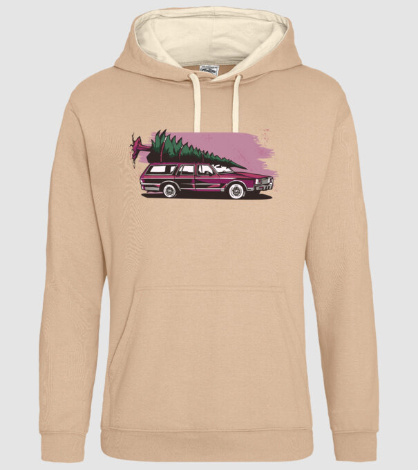 Pom de Crăciun cu mașină Retro tricou model nisipiu pe tricou