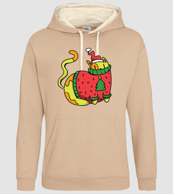 Pisică de Crăciun model nisipiu pe tricou
