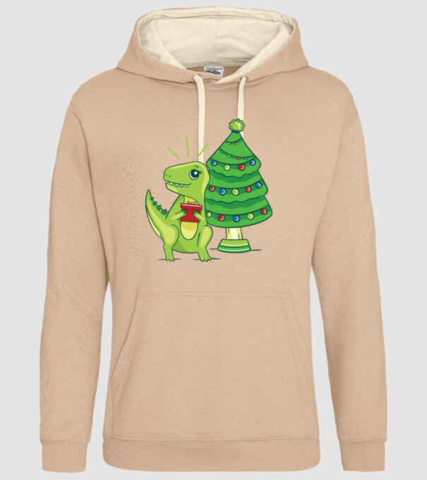 T-rex de Crăciun model nisipiu pe tricou
