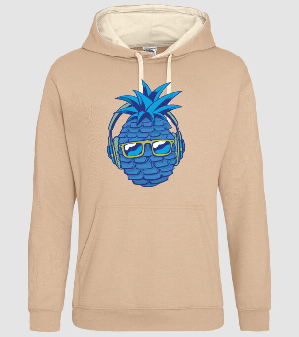 Ananas albastru cu căști model nisipiu pe tricou