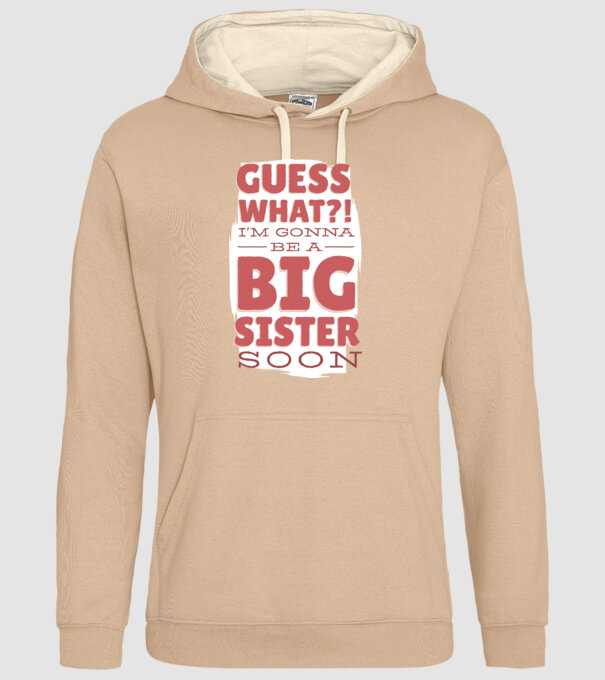 În curând voi fi sora mai mare model nisipiu pe tricou