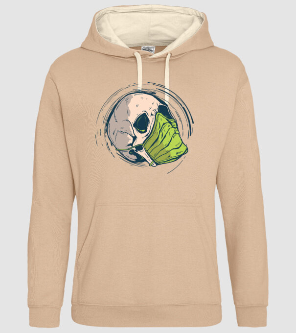 Craniu cu mască model nisipiu pe tricou